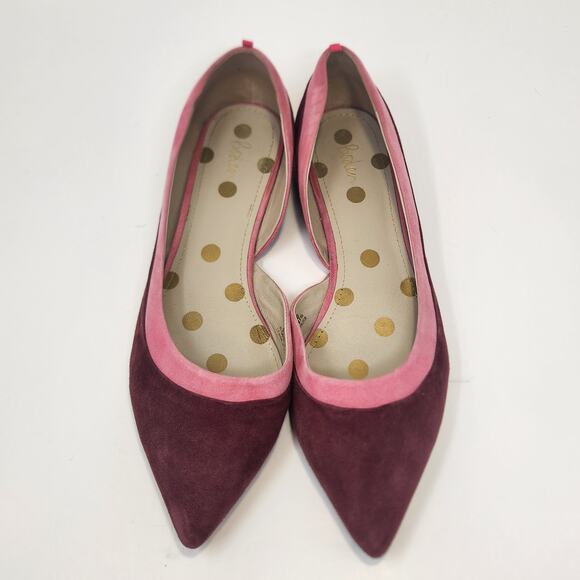 Boden Mauve Pink Suede D'Orsay Flats Women Size 41.5 US 9 Slip On Pointed Toe - Picture 2 of 10